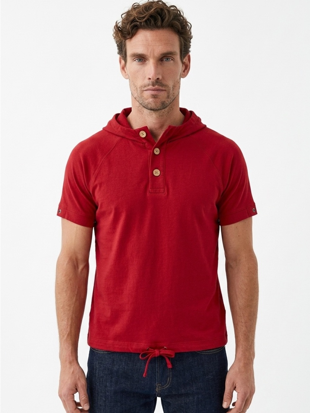 Topman Red Short Sleeve Hoodie Men’s Medium Pullover Hooded Tee m‎